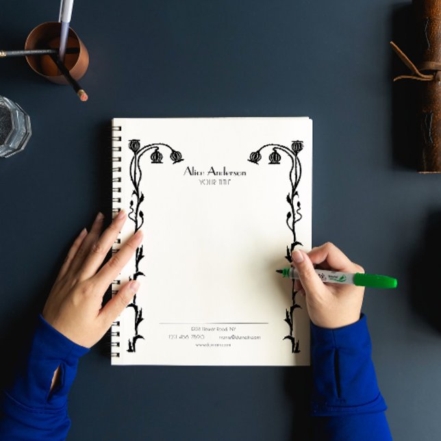 Carnet Floral vintage noir et blanc nouveau (Créateur téléchargé)