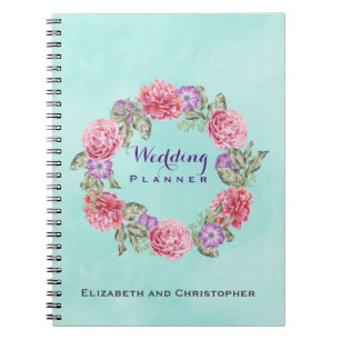 Carnet Floral Watercolor Wreath Wedding Planner