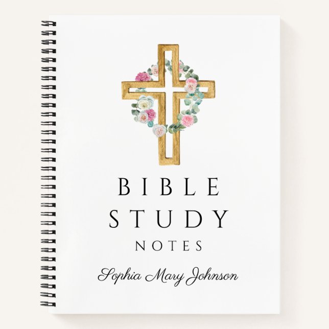 Carnet Floral Wreath Religion Cross Bible Study (Devant)