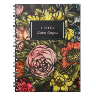 Carnet Florales Vintages foncées en gras Nom rose pâle