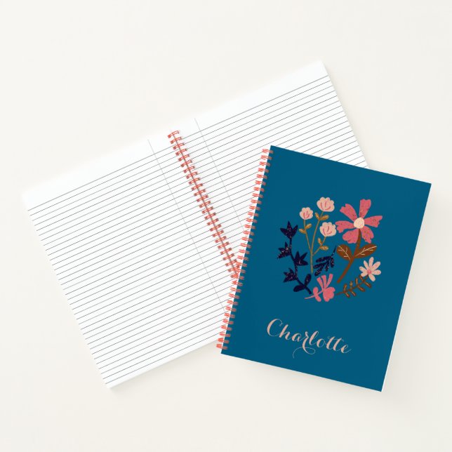 Carnet Flore à fleurs rétro personnalisable (Intérieur)