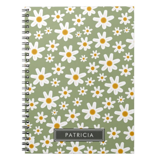 Carnet Flore blanc Motif Vert Personnalisé (Devant)