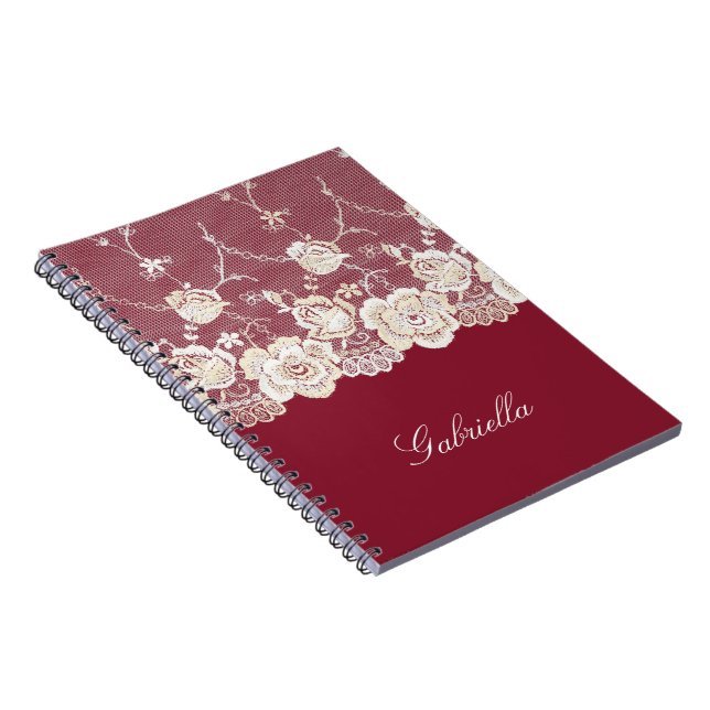 Carnet Flore de dentelle blanche à crème rouge (Côté Droit)
