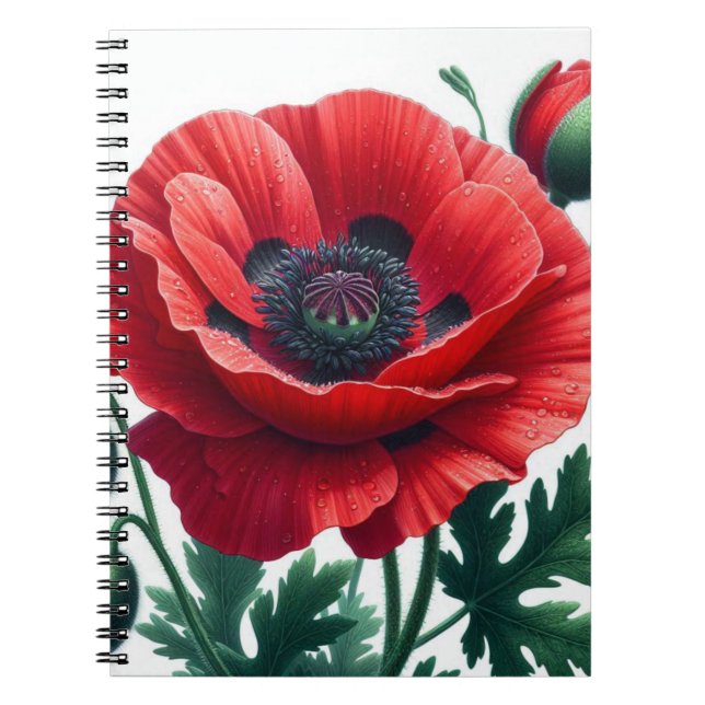 Carnet Flore de pavot rouge (Devant)