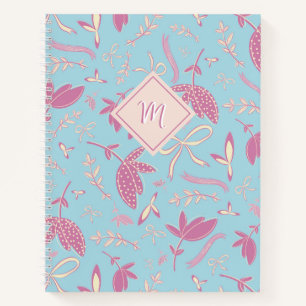 Carnet Flore et vaches bleues délicates