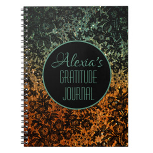 Carnet Flore orange et verte noire