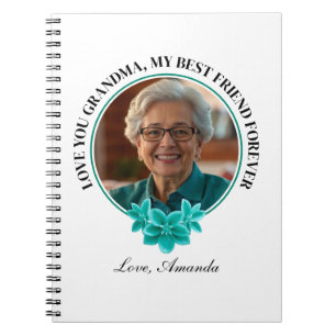 Carnet Flore Turquoise cadre grand-enfant à grand-mère Ph