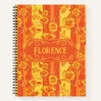 Carnet Florence Jaune et Orange Floral Deluxe