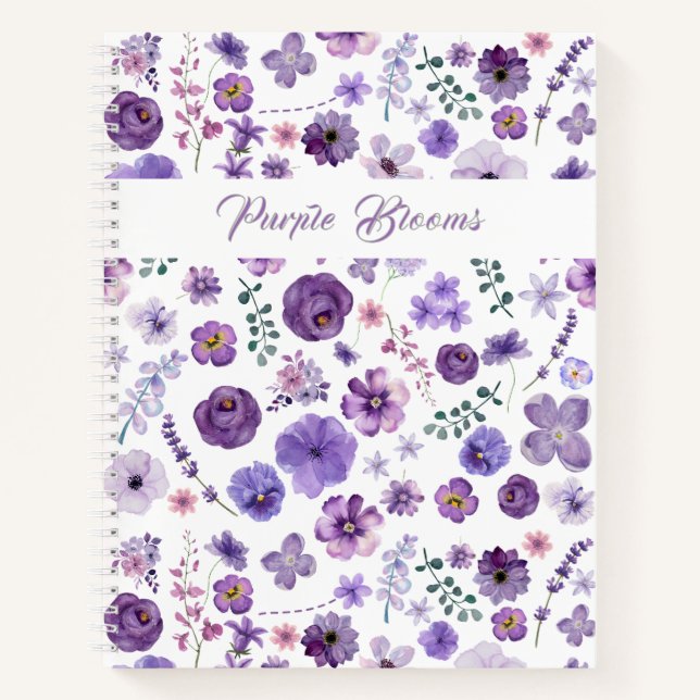 Carnet Flores pourpres - Jardin Floral motif élégant (Devant)