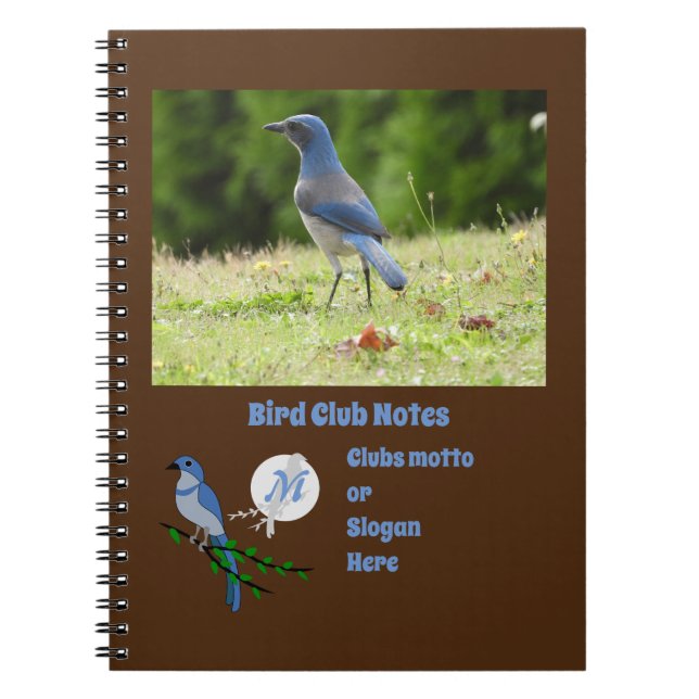 Carnet Floride Scrub Jay Bird Club Monogramme Photo (Devant)