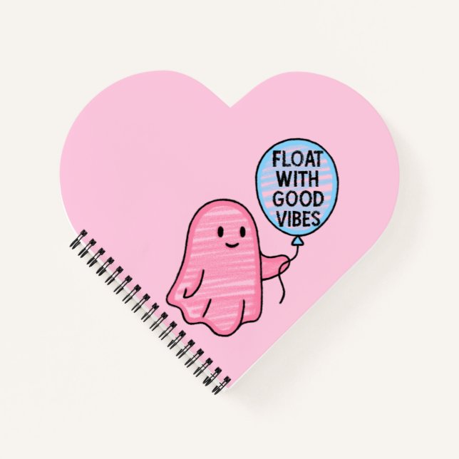 Carnet Flotte avec de bonnes vibes joli design boo mignon (Devant)