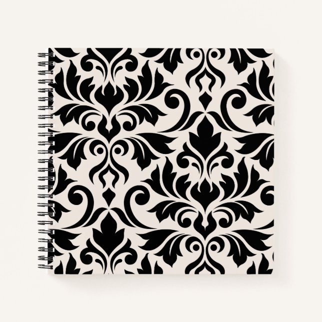 Carnet Flourissant Damask Art I Black on Cream (Devant)