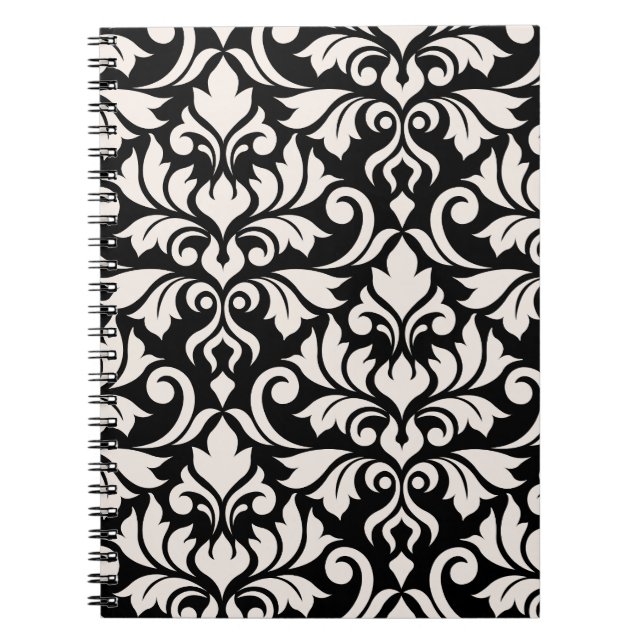 Carnet Flourissant Damask Art I Cream sur Black (Devant)