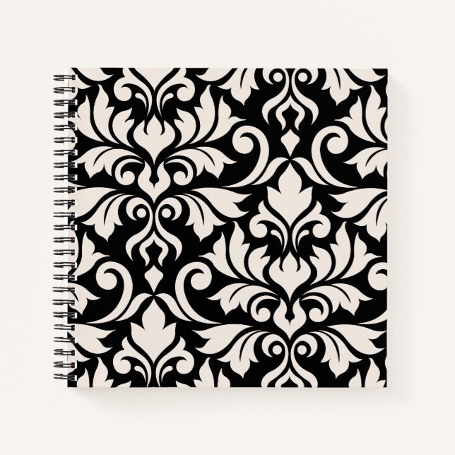 Carnet Flourissant Damask Art I Cream sur Black (Devant)