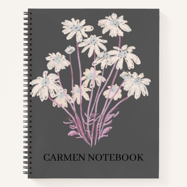 Carnet Flower Art Drawing Personalize Spiral Notebook (Devant)