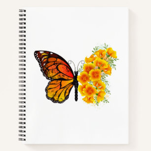 Carnet Flower Butterfly with Yellow California Poppy