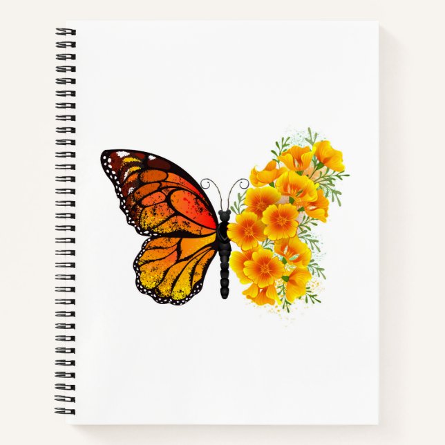 Carnet Flower Butterfly with Yellow California Poppy (Devant)