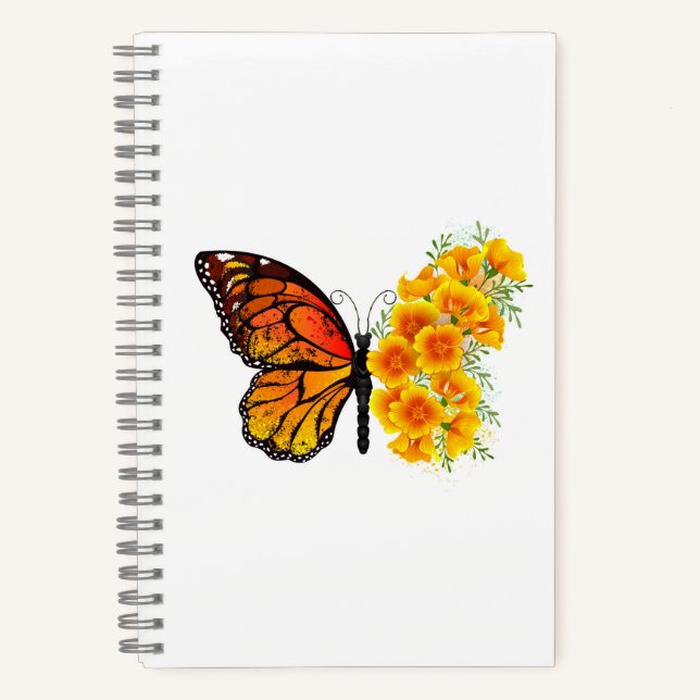 Carnet Flower Butterfly with Yellow California Poppy (Recto)