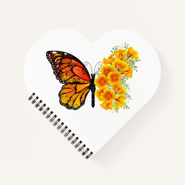 Carnet Flower Butterfly with Yellow California Poppy (Devant)