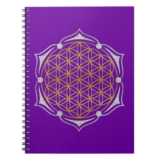 Carnet Flower Of Life - Lotus or argent (Devant)