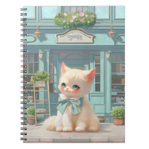 Carnet Fluffy Kitten avec Blue Bow à la pâtisserie