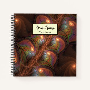 Carnet Fluorescent coloré Abstrait Nom fractal Brown