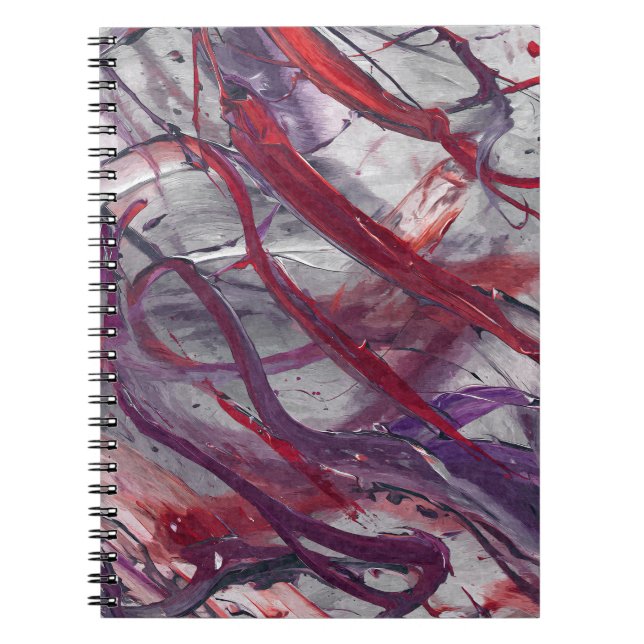 Carnet Flux Abstrait Gris Violet Crimson (Devant)