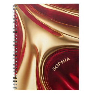 Carnet Flux Abstrait moderne Art-Rouge et Or-