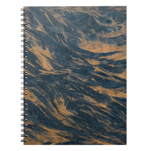 Carnet Flux de cuivre bleu foncé Texture Abstraite (Devant)