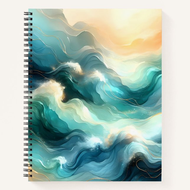 Carnet Flux d'océan doré Vagues abstraites (Devant)