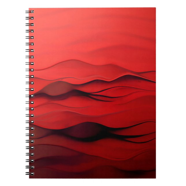 Carnet Flux Rouge Écarlate – Vagues Abstraites Rouges de  (Devant)