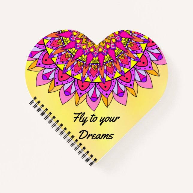 Carnet Fly Dreams Mandala Inspirational Happy Heart (Devant)