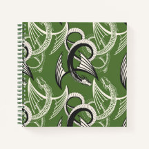 Flying Dragon on the green background.