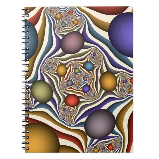 Carnet Flying Up Colorful Moderne Art Fractal Abstrait (Devant)