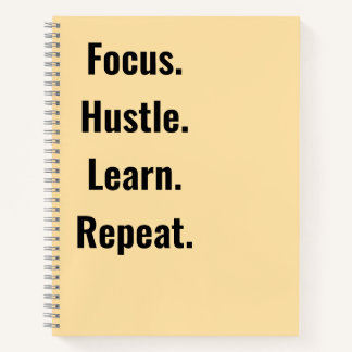 Carnet Focus Hustle Learn Repeat Motivational  students