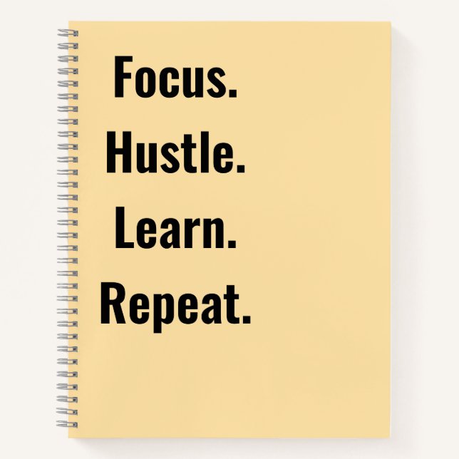 Carnet Focus Hustle Learn Repeat Motivational  students (Devant)