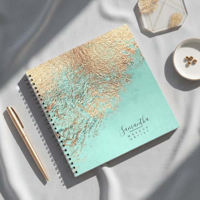 Carnet Foil Abstrait Or Turquoise ID775 (Créateur téléchargé)
