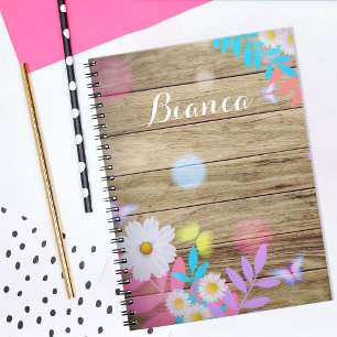 Carnet Folithe et papillons de printemps sur bois