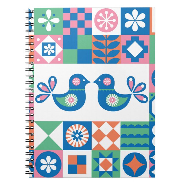 Carnet Folklore Floral Card : Design scandinave. (Devant)