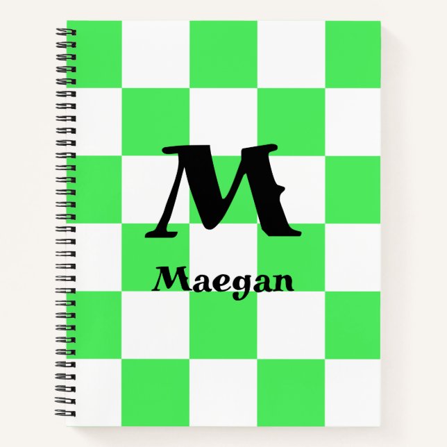 Carnet Fond à motif à carreaux verts (Devant)