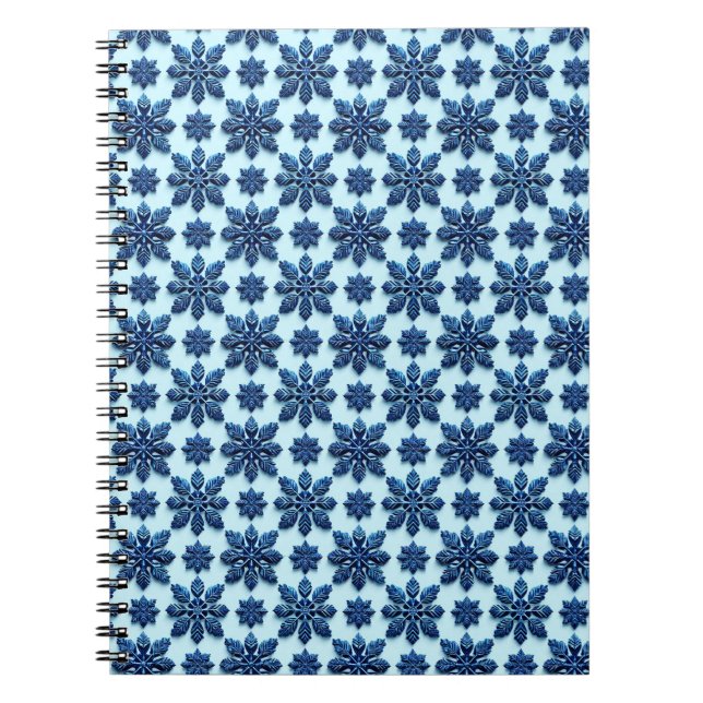 Carnet Fond à motif flocon de neige bleu (Devant)