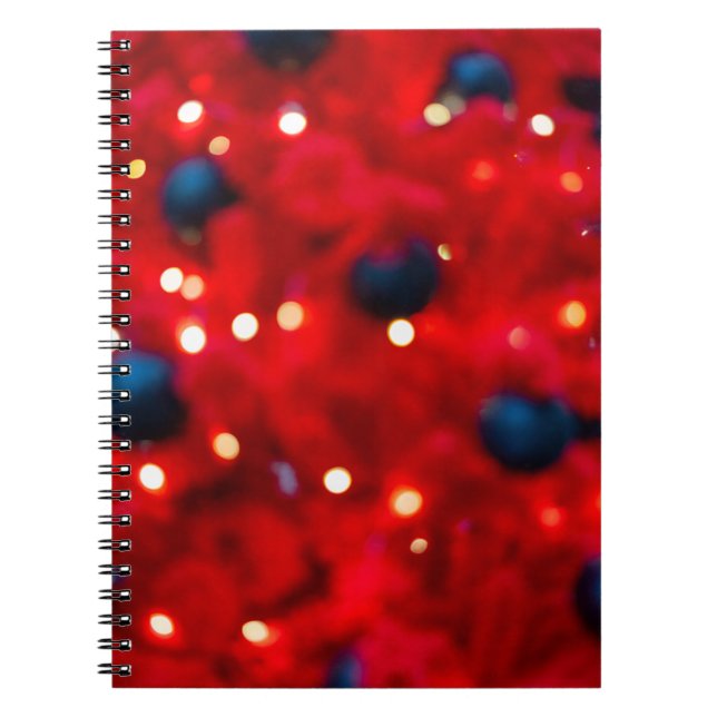 Carnet Fond Abstrait de Noël Rouge Bokeh (Devant)