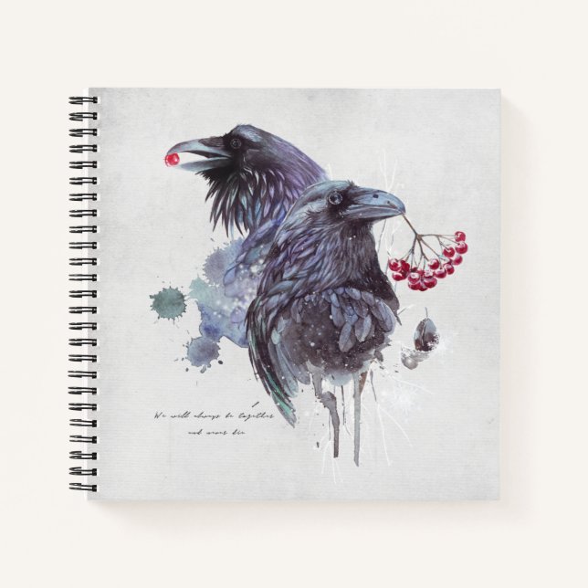 Carnet Fond d'éclaboussure d'aquarelle Baies de corbeaux (Devant)