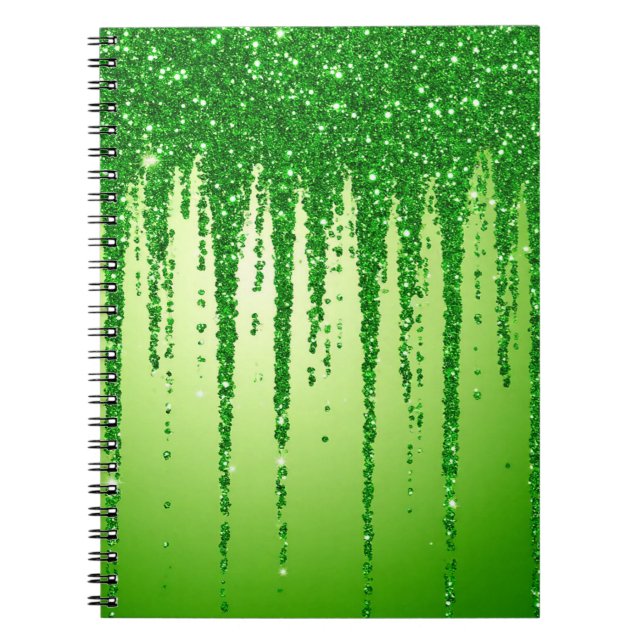 Carnet Fond goutte à goutte de paillettes vertes avec sci (Devant)