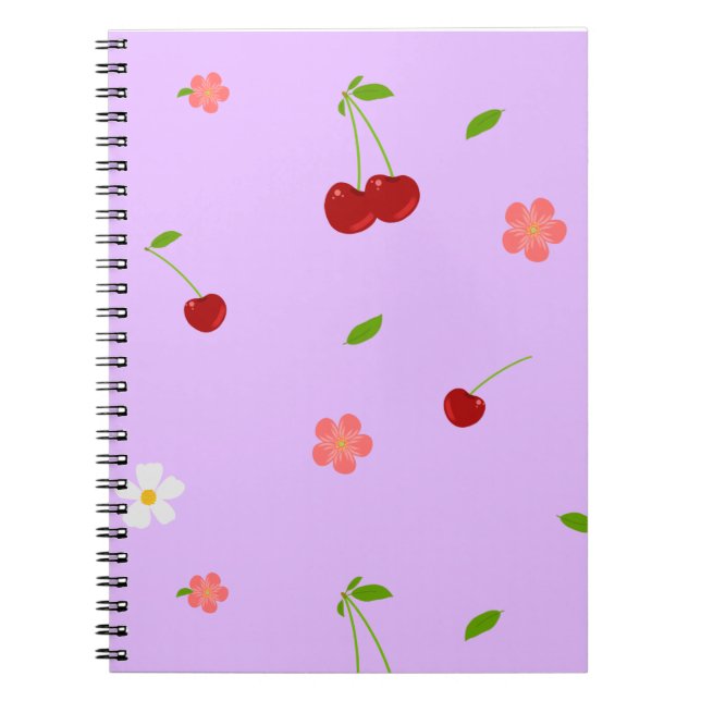 Carnet Fond ludique de fruits et de fleurs de cerisier (Devant)