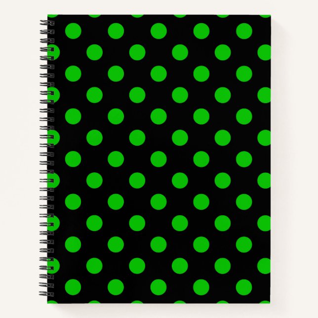 Carnet Fond noir pois verts (Devant)