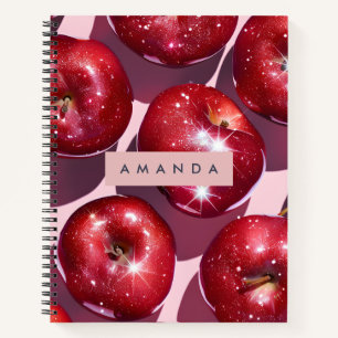 Carnet Fond Rose Pomme Rouge Pétillant Personnalisé