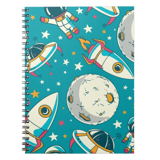 Carnet Fond sans couture avec des astronautes de doodle m (Devant)