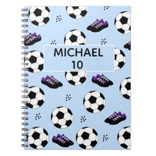 Carnet Football personnalisé nom et numéro bleu