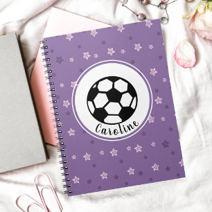 Carnet Football Soccer Fille Violet Rose Nom Personnalisé